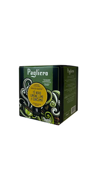 Juodos arbatos su citrina, laimu ir kurkuma kapsulės Nescafe Dolce Gusto PAGLIERO Te Nero Limone, Lime e Curcuma, 15 vnt.