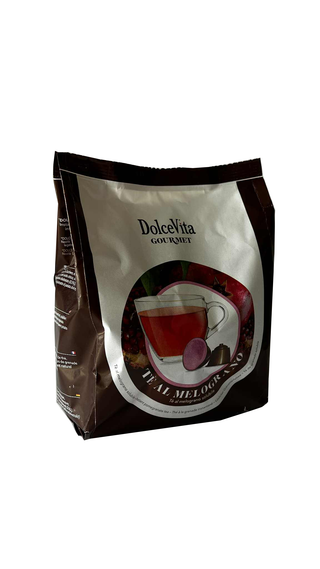 Granatų skonio arbatos kapsulės Dolce Gusto aparatams ITALFOODS DOLCE VITA Melograno, 16 vnt.