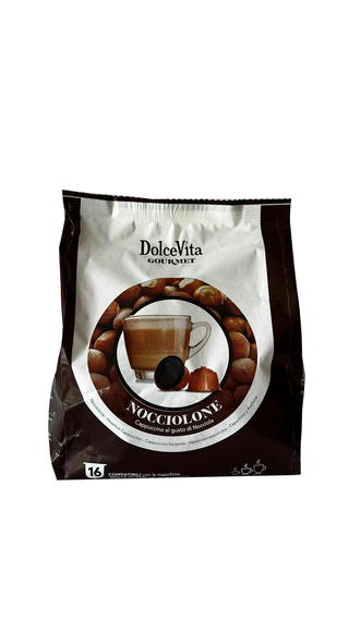 Riešutų skonio kavos kapsulės Dolce Gusto aparatams ITALFOODS DOLCE VITA Nocciolone, 16 vnt.